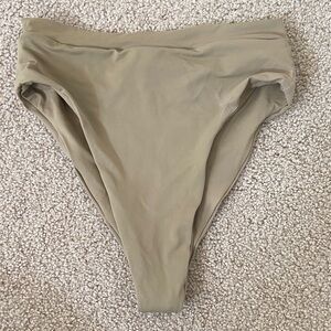 Toast Swim XS high waist bikini bottom - green/beige color